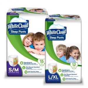 white cloud sleep pants are a perfectly affordable nighttime solution for children who wet the bed