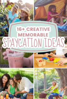 A collage of photos with the words creative memorable summer vacation ideas.