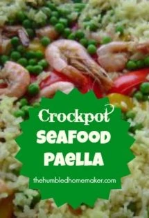 Crockpot Seafood Paella- SO Easy and Delicious! | thehumbledhomemaker.com
