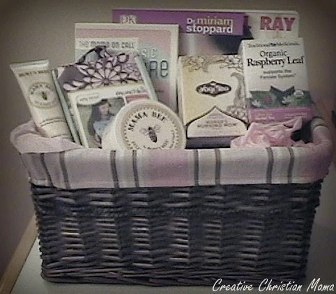 This is such a sweet gift idea for a new mama! Fill a pretty basket with items to pamper the baby--and especially, the mama!!