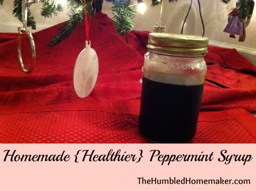 peppermint syrup with no refined sugar at thehumbledhomemaker.com