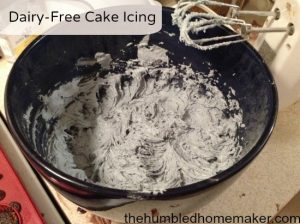 This post gives a recipe for a delicious, easy, dairy-free cake icing that tastes just like buttercream. It's great for anyone avoiding dairy!