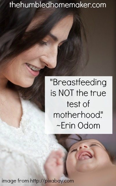 Breastfeeding is NOT the true test of motherhood! Here's grace for the mom who formula fed her baby...from a breastfeeding mama!