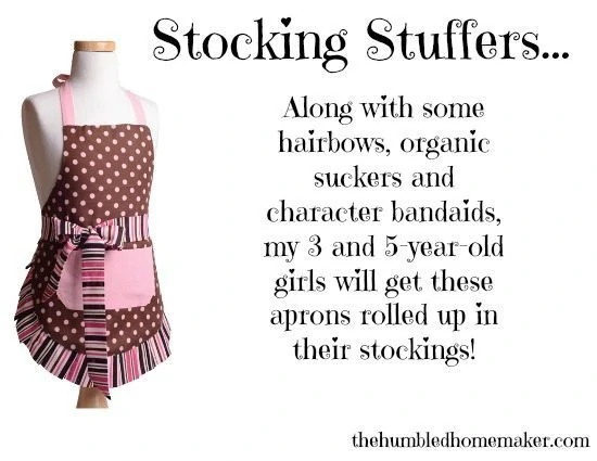 Stocking Stuffers at The Humbled Homemaker- hairbows, organic suckers, bandaids and aprons!