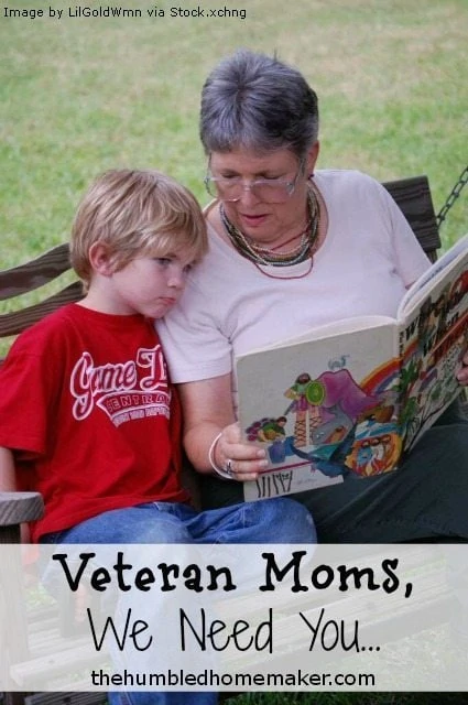 It's so important for older, "veteran" moms to help younger moms! We need you to remember what it was like to parent little ones!