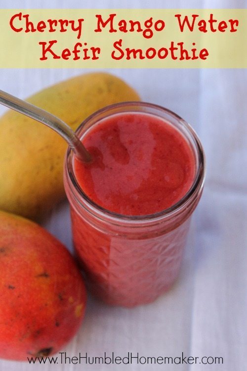 Cherry Mango Water Kefir Smoothie - TheHumbledHomemaker.com