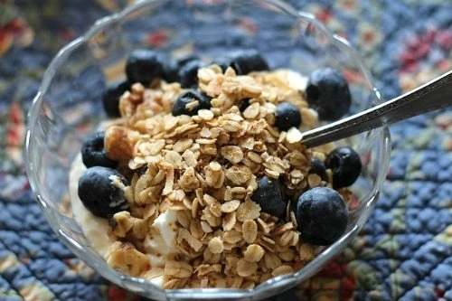 Protein packed granola is a super-fast and healthy breakfast for school mornings.