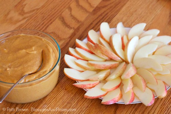 Pumpkin dip and apple slices are one of our favorite tea party treats for autumn-themed teatimes.