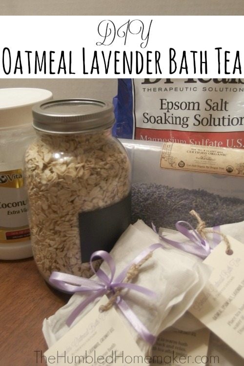 I want to take a relaxing bath with these DIY oatmeal lavender bath teas! They would make great gifts, too! (Or, you could get a bunch of supplies and make them at a bridal shower or any fun girls' get-together!)