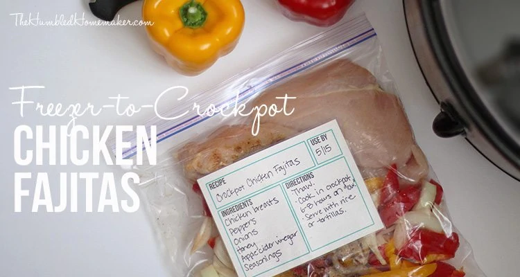 What I love about this recipe for freezer-to-crockpot chicken fajitas in particular is that it's very healthy. The chicken, peppers, and onions are all fresh and you create your own simple sauce by adding apple cider vinegar, honey, and seasonings.