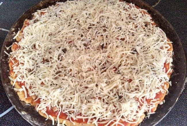 Homemade pizza uncooked