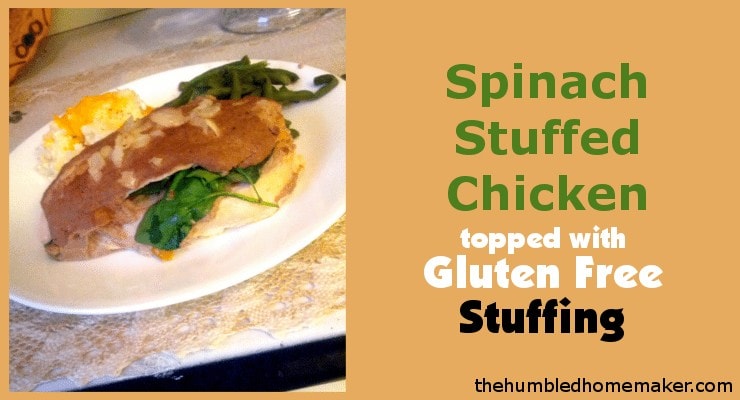 This spinach-stuffed chicken was a hit! Each chicken breast is filled with a flavorful gluten-free stuffing and plenty of fresh spinach! 