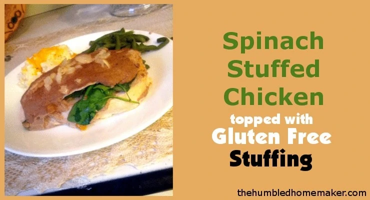 This spinach-stuffed chicken was a hit! Each chicken breast is filled with a flavorful gluten-free stuffing and plenty of fresh spinach! 