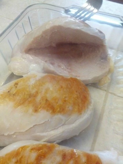 cut a slit in the chicken breast