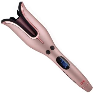 A pink hair curler with a digital display, perfect for giving our kids for Christmas.