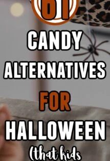 61 non-food Halloween treats that kids actually like overlay of a Halloween picture with a fake spider