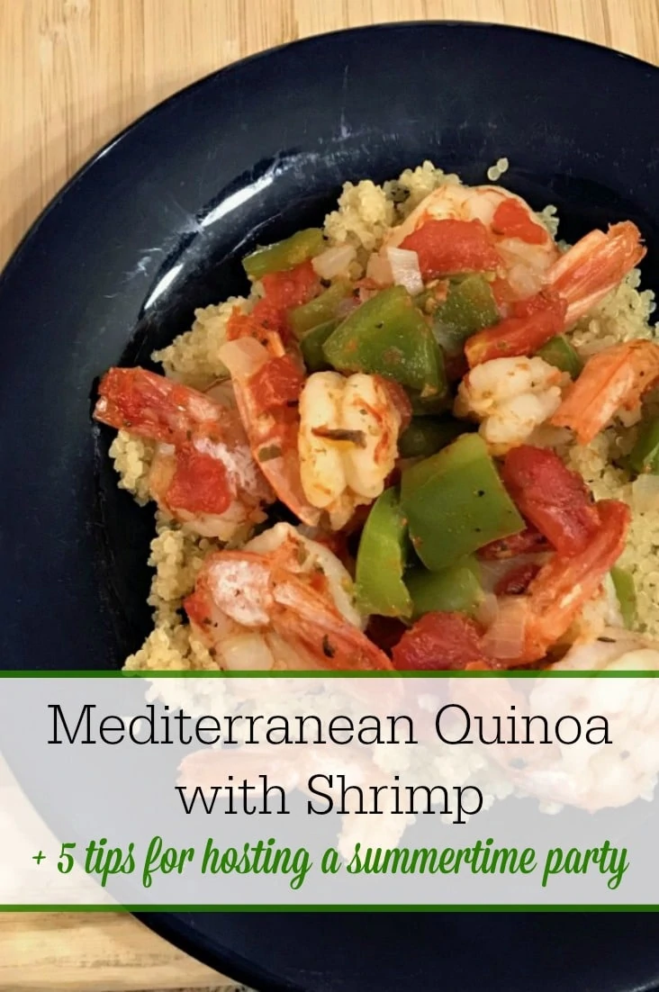 Inside: This Mediterranean Quinoa with Shrimp is the perfect summertime dish. It's easy to prepare and is a Trim Healthy Mama E meal! 