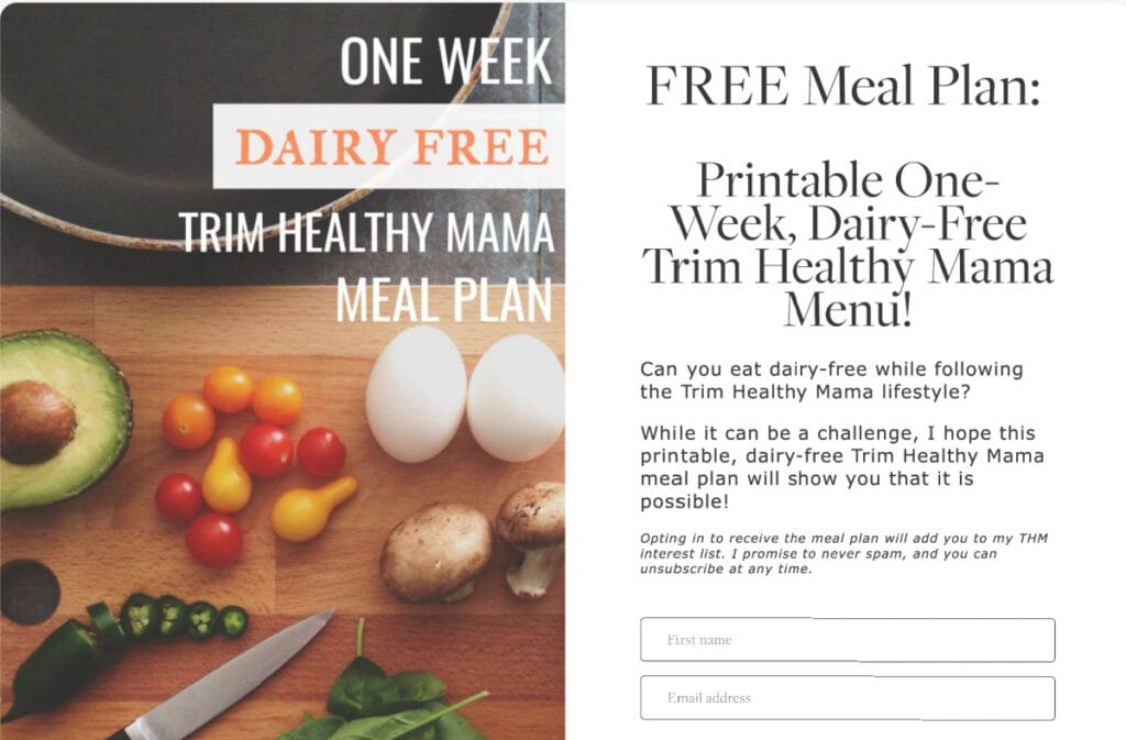 A one week meal plan for a trim healthy mama.