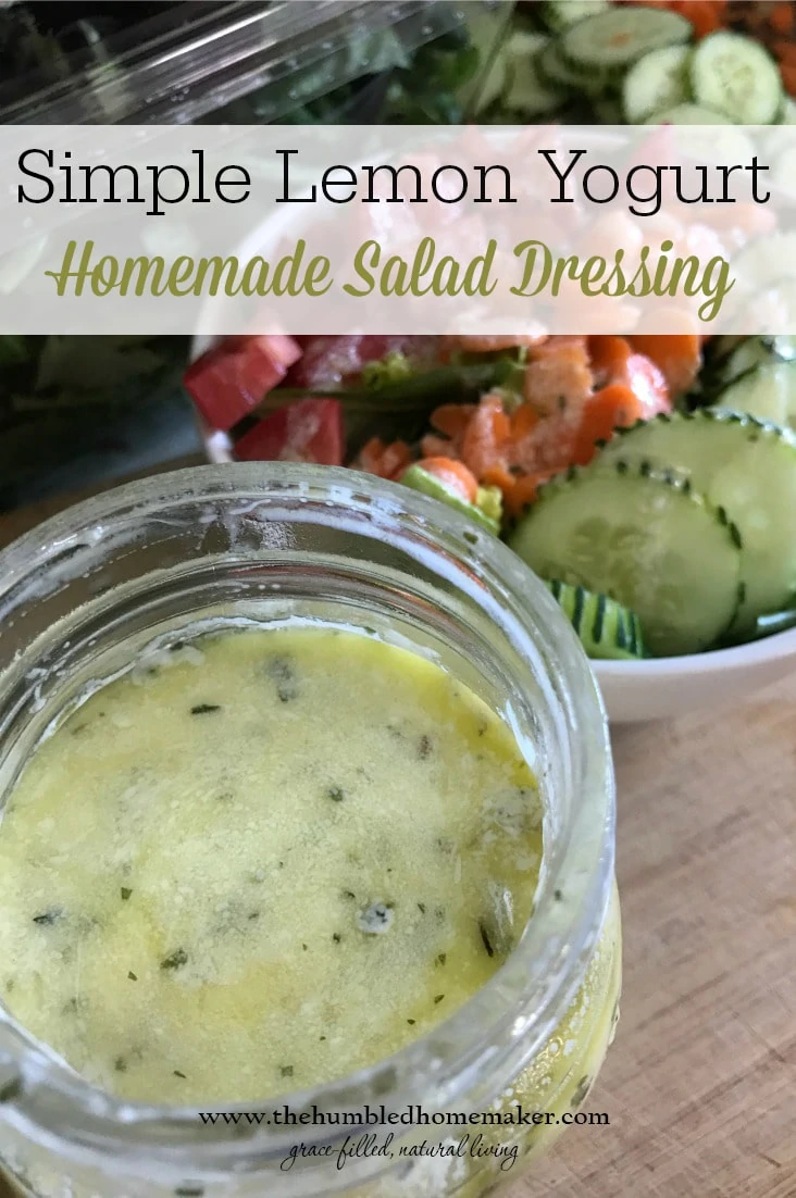 This simple Lemon Yogurt Homemade Salad Dressing is amazingly easy to create, boosts your salad's nutrition, and best of all, is delicious, too!