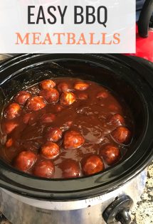 You're going to be able to whip up this easy barbecue meatball recipe in no time. Whether it's for a party, an easy weeknight dinner for your family, or to celebrate National Meatball Day, you'll want to add these meatballs to your recipe rotation! #EasyAppetizer #BBQ Meatballs