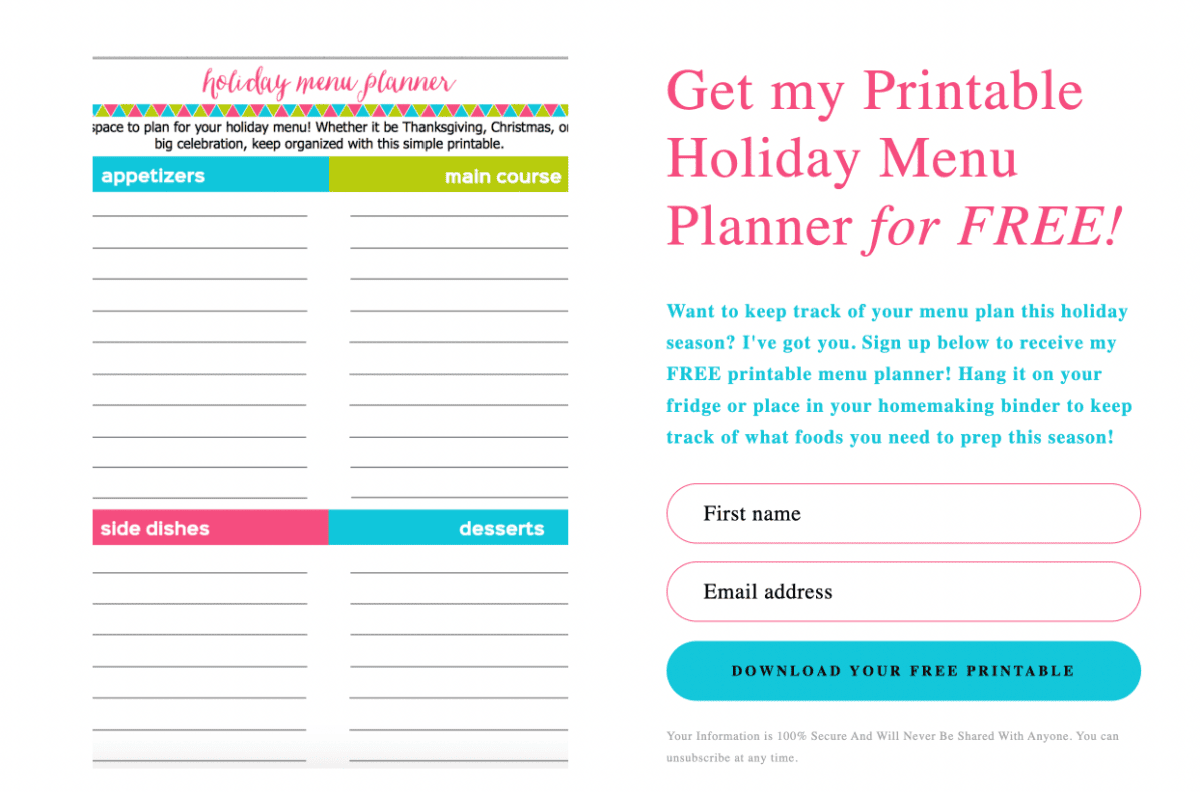 Printable holiday menu planner for FREE with a collection of non-food Halloween treats.