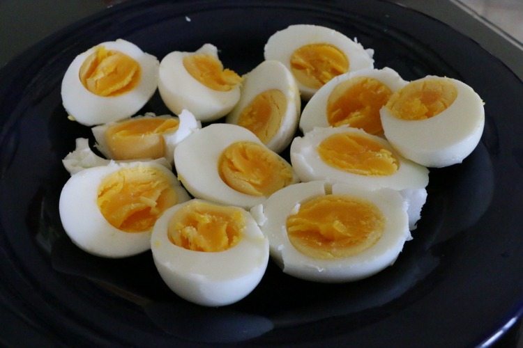 hard boiled egg halves