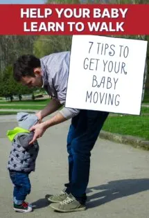 mom teaching baby how to walk