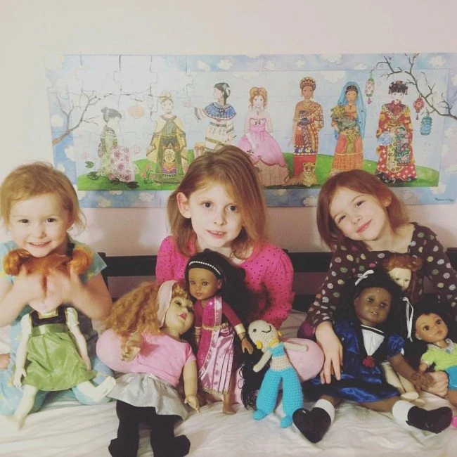 my girls with their favorite dolls