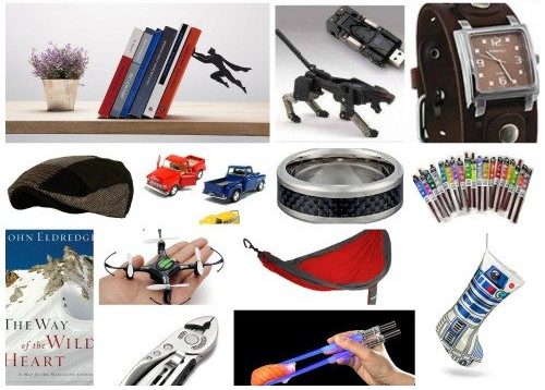 collage of Christmas gift ideas for men and stocking stuffers for men